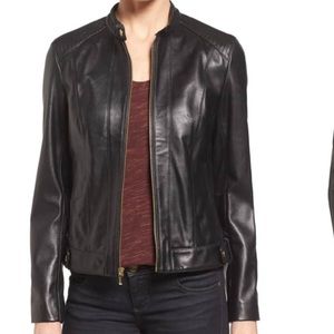 Cole Haan Genuine Lambskin Leather Moto Jacket